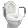 Raised Toilet Seat with handle on toilet bowl